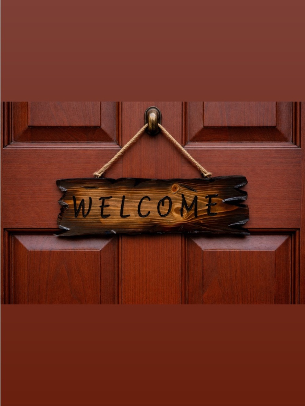 Rustic Wooden "WELCOME" Door Sign - Brown